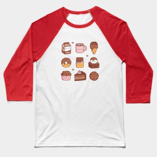 Cute Chocolate Food Doodles Baseball T-Shirt